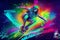 neon glowing of Skating through psychedelic colors generative AI
