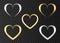 Neon golden and silver heart for Valentine`s Day card.