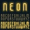 Neon golden yellow light alphabet vector font. Glowing text effect. Neon tube letters on the dark background.