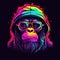 Neon gorilla portrait