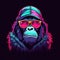 Neon gorilla portrait