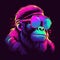 Neon gorilla portrait