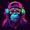 Neon gorilla portrait