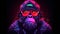 Neon gorilla portrait