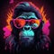 A neon gorilla with a retro flair, adding an element of urban coolness by AI generated