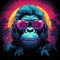 A neon gorilla with a retro flair, radiating strength and urban coolness by AI generated