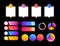 Neon gradient chart, infographic element collection for reports and presentations.