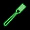 Neon green fork silhouette on a black background
