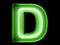 Neon green light alphabet character D font