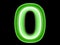 Neon green light digit alphabet character 0 zero null font