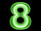 Neon green light digit alphabet character 8 eight font