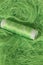 Neon Green sewing thread roll background