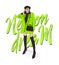 Neon green street girl style. Street fashion