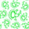 Neon green white doodle alien frog seamless pattern vector