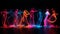 Neon Groove Captured: AI-Rendered Dancers in Electrifying Display
