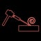 Neon hammer and wood carpentry red color vector illustration flat style image