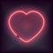 Neon heart glowing sign. Retro Bright heart for Happy Valentine Day greeting card