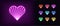 Neon heart icon. Glowing neon heart sign with beaming texture, amour shape