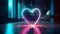 Neon heart illustration. Background with futuristic love element. Valentines day modern design. Generative AI
