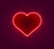 Neon heart signboard on the red background