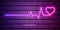 Neon heartbeat. Neon heart pulse graphic. Heartbeats cardiogram. EKG heart line. Vector illustration