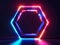 Neon Hexagon Frame on Dark Background