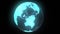 Neon hologram globe of world from space - seamless video animation