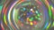 Neon holographic multicolor rainbow lights in a circle or in a glass ball, magic bokeh. Abstract luxury background for