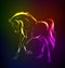 Neon horse against a dark background