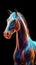 Neon Horse Galloping on Dark Background.