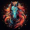 neon horse in a retro geometric pattern, galloping with grace that merges modern and vintage aesthetics by AI generated