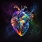 Neon Human Heart Illustration, Pure Love Energy concept, Valentines Day, Generative AI