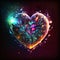 Neon Human Heart Illustration, Pure Love Energy concept, Valentines Day, Generative AI