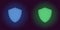 Neon icon of Blue and Green Network Shield