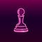 Neon icon of chess pawn on dark gradient background. Board game, strategy, competition concept