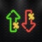 Neon Icon. Down arrow, percent sign - discount, sale simple symbol