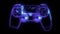 Neon icon of Joystick. Wireless Gamepad consisting of neon outlines. Neon Gaming Joystick with backlight on the dark