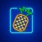 Neon icon of pineapple ripe tropical fruit