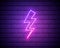 Neon icon of Purple and Violet Electric Energy. Vector illustration of Purple and Violet Neon Electrical Sign consisting of neon