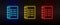Neon icon set checklist, list. Set of red, blue, yellow neon vector icon
