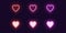 Neon icon set of Fashion heart. Glowing love