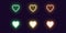 Neon icon set of Fashion heart. Glowing love