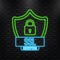 Neon Icon. SSL encryption secure badge on white background. Green banner. Vector illustration