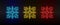 Neon icons. Target sniper objective. Set of red, blue, yellow neon vector icon