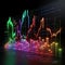 A neon illumination brings to life the price movement chart a cryptocurrency, with fluctuations tracked in dollars, creating a