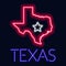 Neon illustration of the state of Texas