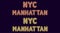 Neon inscription of New York city, Manhattan borough. Vector illustration, neon Text of NYC Manhattan with glowing backlight,