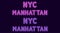 Neon inscription of New York city, Manhattan borough. Vector illustration, neon Text of NYC Manhattan with glowing backlight,