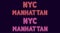 Neon inscription of New York city, Manhattan borough. Vector illustration, neon Text of NYC Manhattan with glowing backlight, red