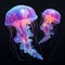 Neon jellyfish on a black background